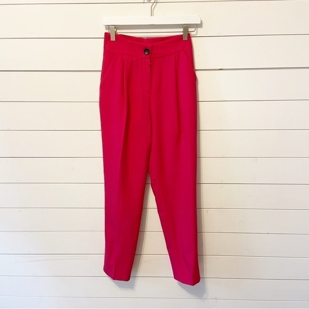 Elagia | Pink High Waist Pleated Trousers Size Small
